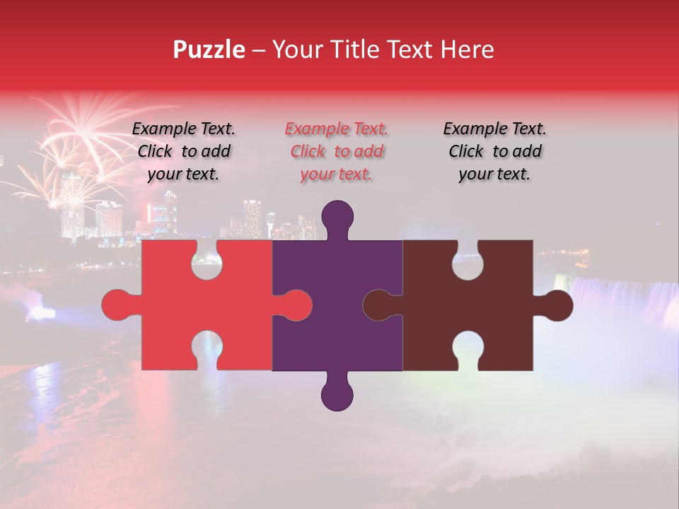 A Fireworks Display Over A Waterfall With A City In The Background PowerPoint Template