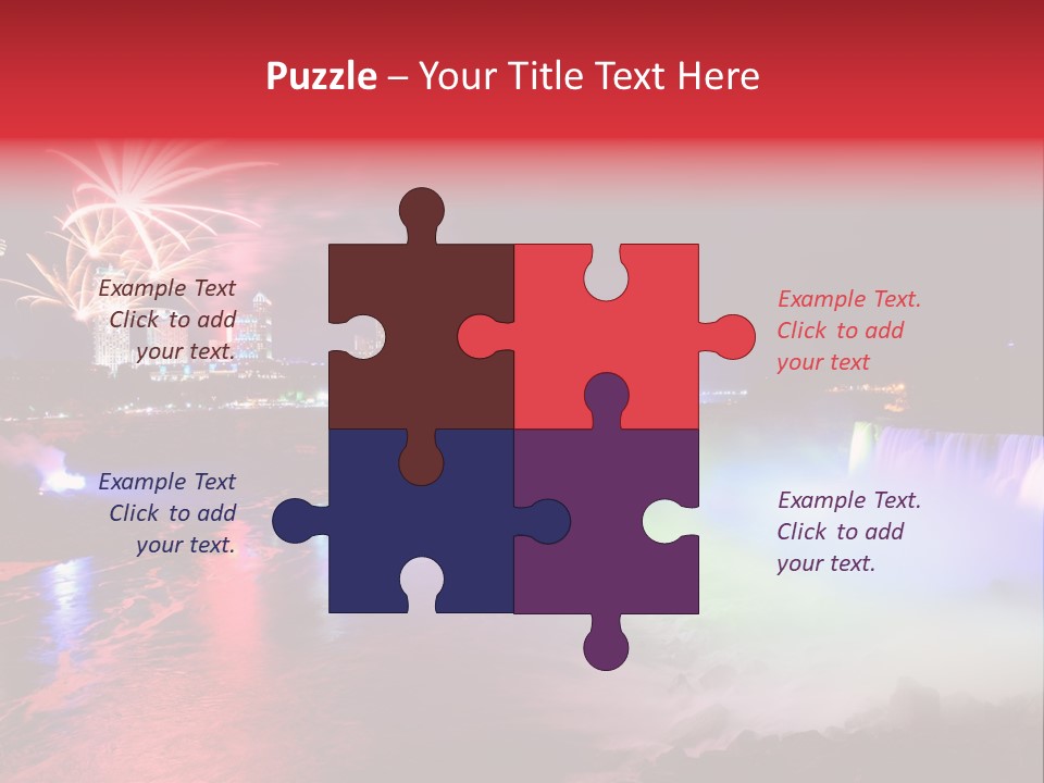 A Fireworks Display Over A Waterfall With A City In The Background PowerPoint Template