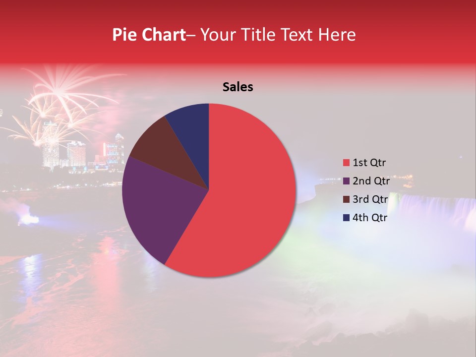 A Fireworks Display Over A Waterfall With A City In The Background PowerPoint Template