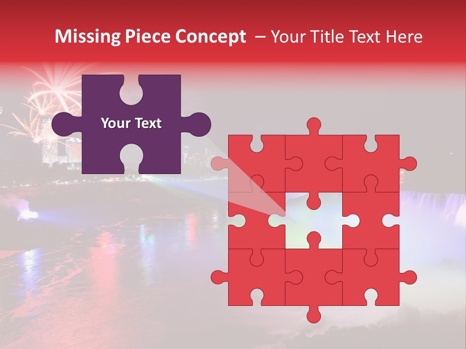 A Fireworks Display Over A Waterfall With A City In The Background PowerPoint Template