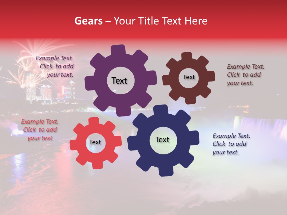 A Fireworks Display Over A Waterfall With A City In The Background PowerPoint Template