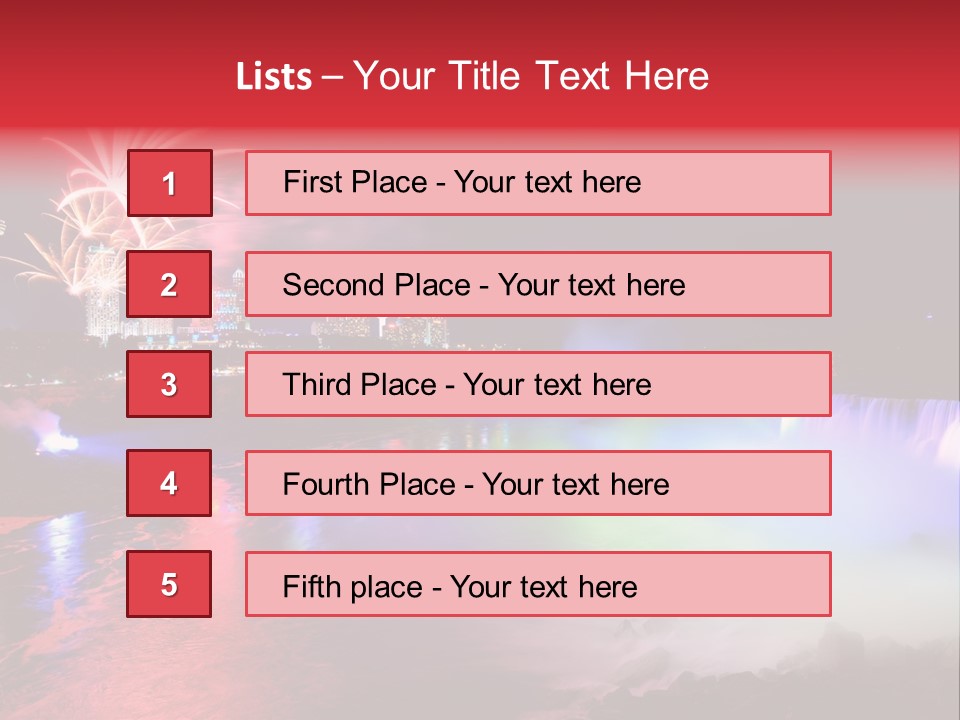 A Fireworks Display Over A Waterfall With A City In The Background PowerPoint Template