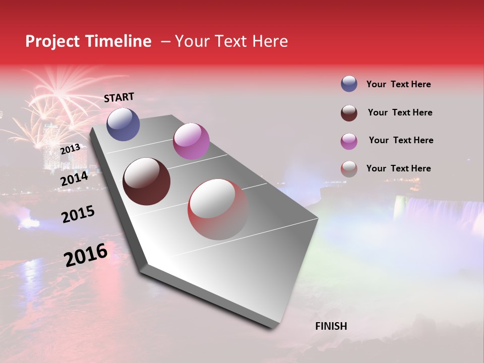 A Fireworks Display Over A Waterfall With A City In The Background PowerPoint Template