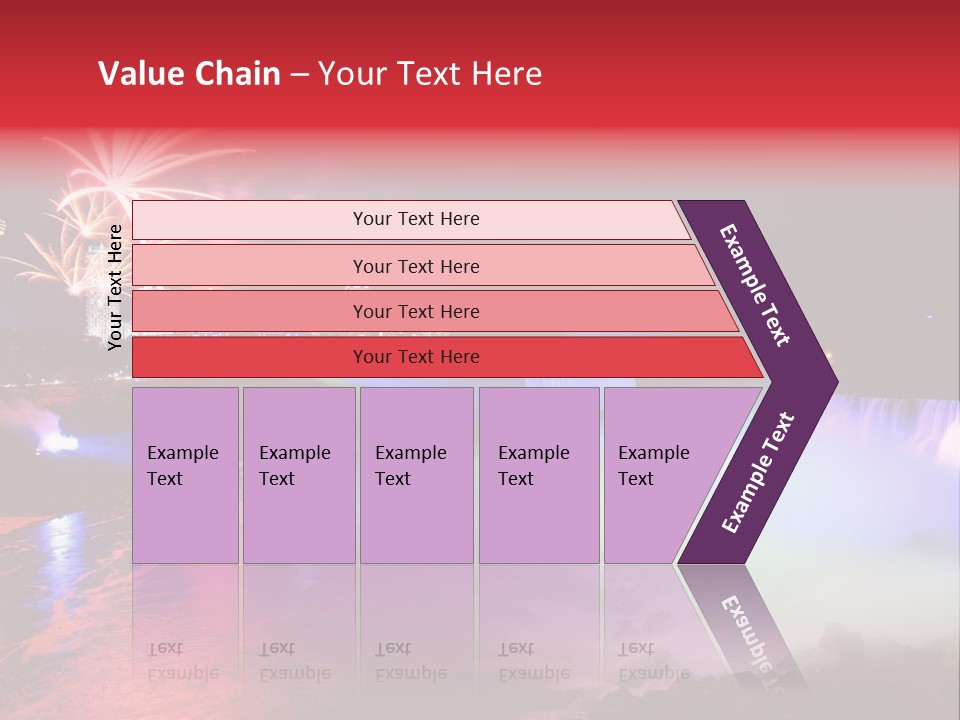 A Fireworks Display Over A Waterfall With A City In The Background PowerPoint Template