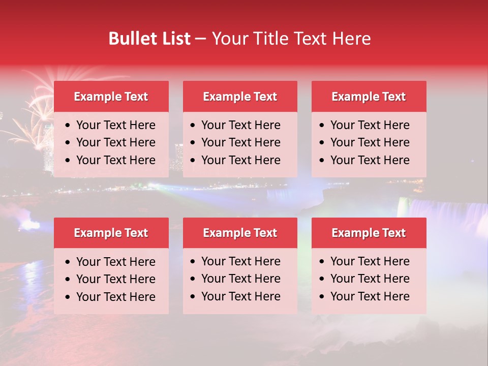 A Fireworks Display Over A Waterfall With A City In The Background PowerPoint Template