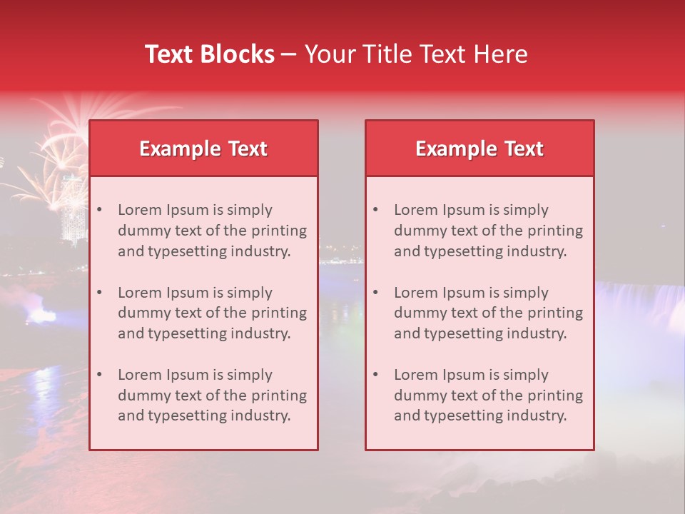 A Fireworks Display Over A Waterfall With A City In The Background PowerPoint Template