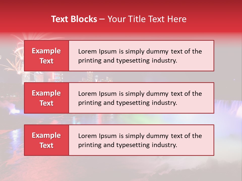 A Fireworks Display Over A Waterfall With A City In The Background PowerPoint Template