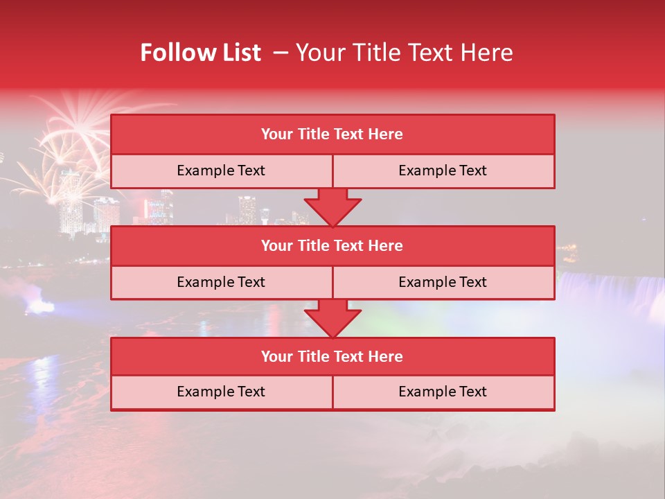 A Fireworks Display Over A Waterfall With A City In The Background PowerPoint Template