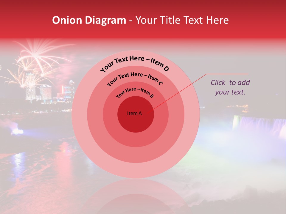 A Fireworks Display Over A Waterfall With A City In The Background PowerPoint Template