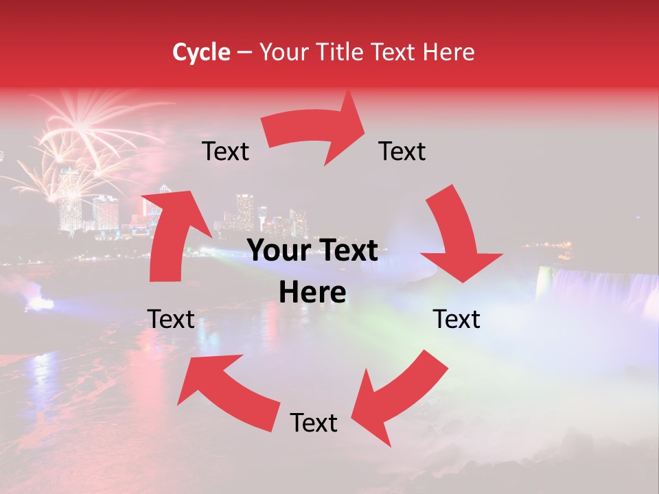 A Fireworks Display Over A Waterfall With A City In The Background PowerPoint Template