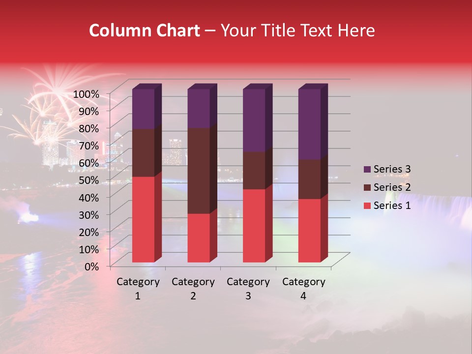A Fireworks Display Over A Waterfall With A City In The Background PowerPoint Template