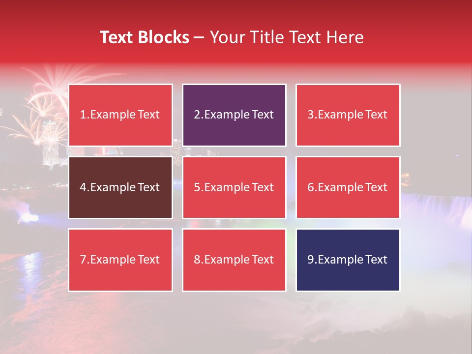 A Fireworks Display Over A Waterfall With A City In The Background PowerPoint Template