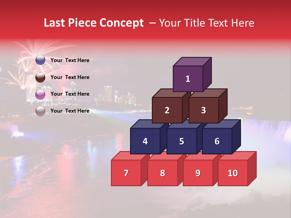 A Fireworks Display Over A Waterfall With A City In The Background PowerPoint Template