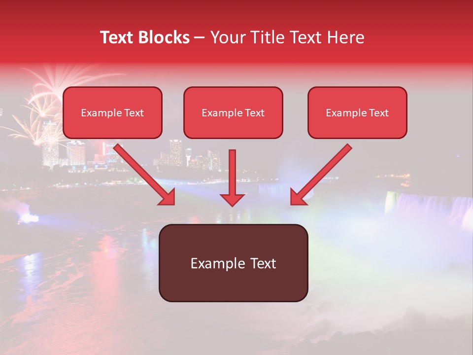 A Fireworks Display Over A Waterfall With A City In The Background PowerPoint Template