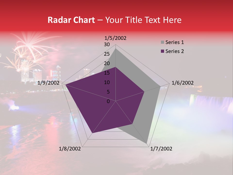 A Fireworks Display Over A Waterfall With A City In The Background PowerPoint Template