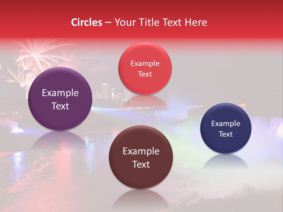 A Fireworks Display Over A Waterfall With A City In The Background PowerPoint Template