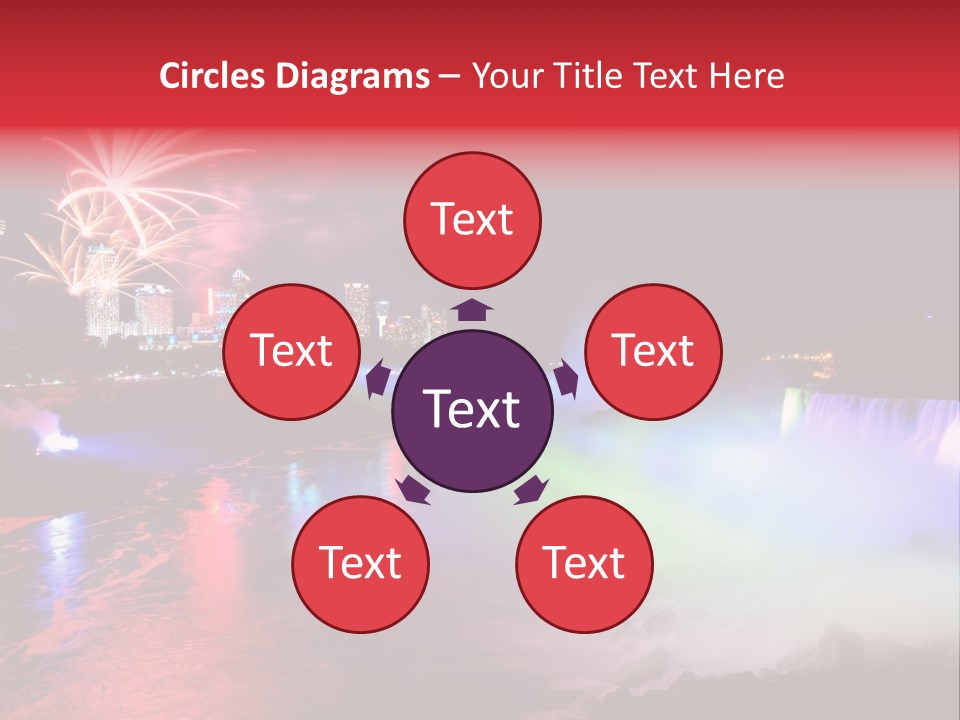 A Fireworks Display Over A Waterfall With A City In The Background PowerPoint Template