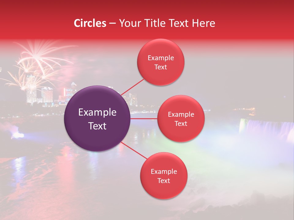 A Fireworks Display Over A Waterfall With A City In The Background PowerPoint Template