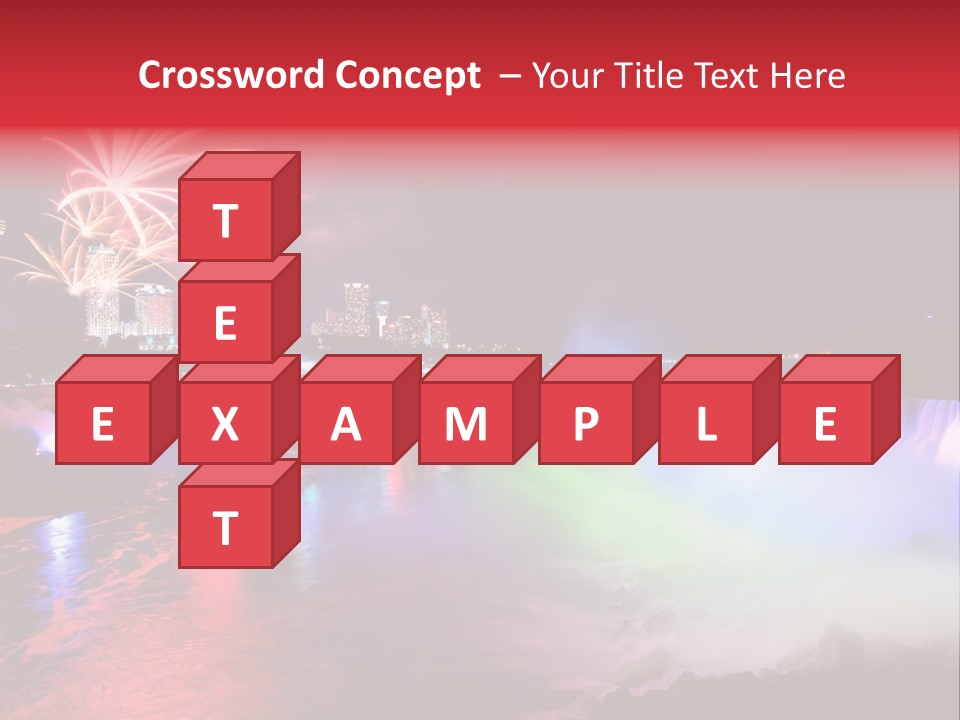 A Fireworks Display Over A Waterfall With A City In The Background PowerPoint Template