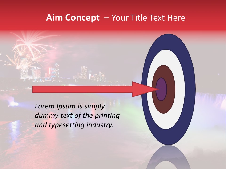 A Fireworks Display Over A Waterfall With A City In The Background PowerPoint Template