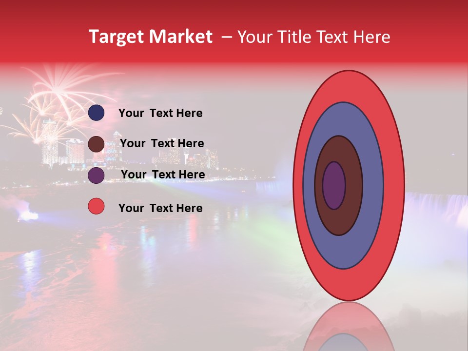 A Fireworks Display Over A Waterfall With A City In The Background PowerPoint Template