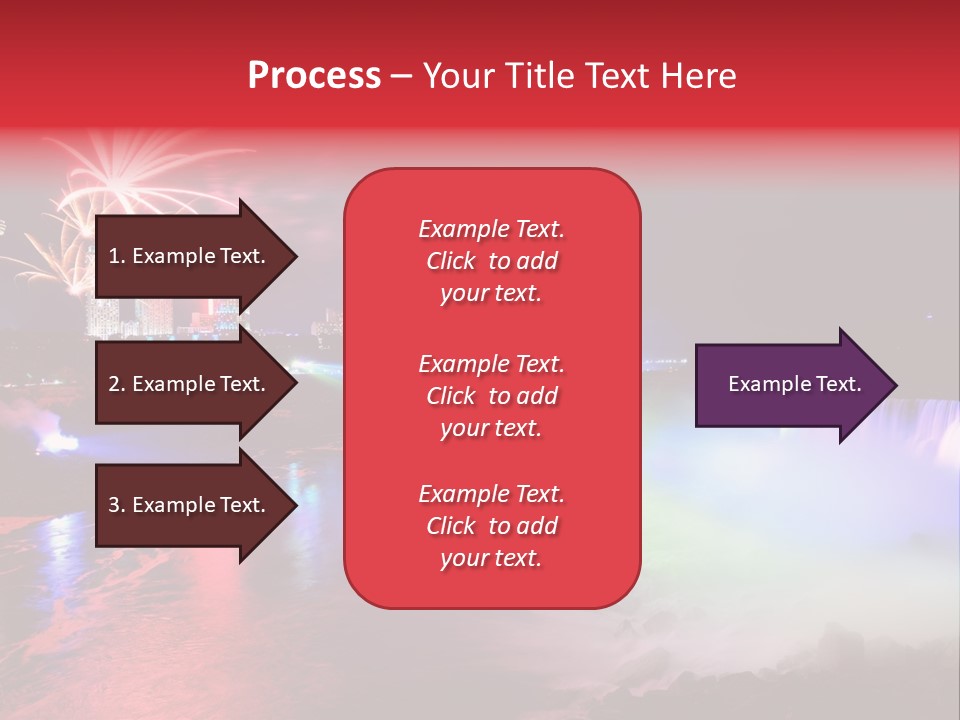 A Fireworks Display Over A Waterfall With A City In The Background PowerPoint Template