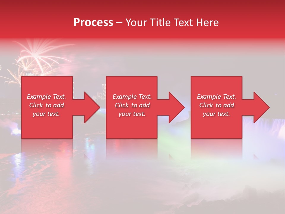 A Fireworks Display Over A Waterfall With A City In The Background PowerPoint Template