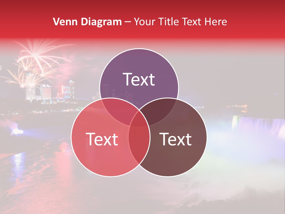 A Fireworks Display Over A Waterfall With A City In The Background PowerPoint Template