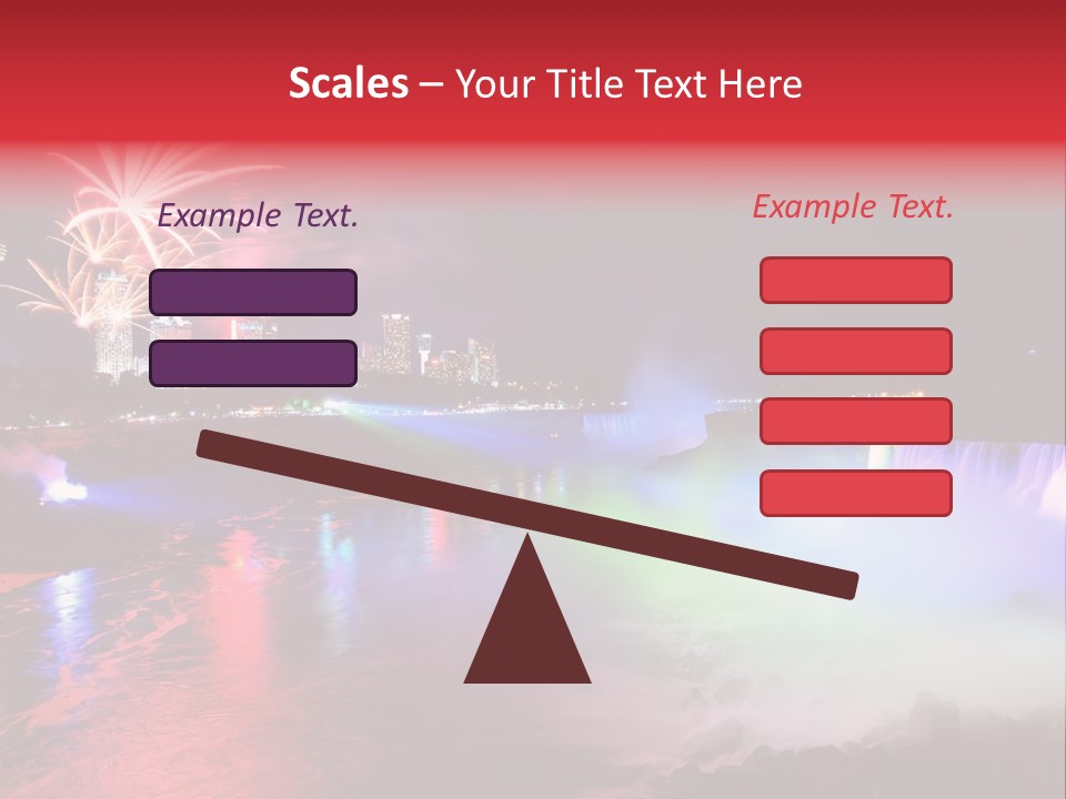 A Fireworks Display Over A Waterfall With A City In The Background PowerPoint Template