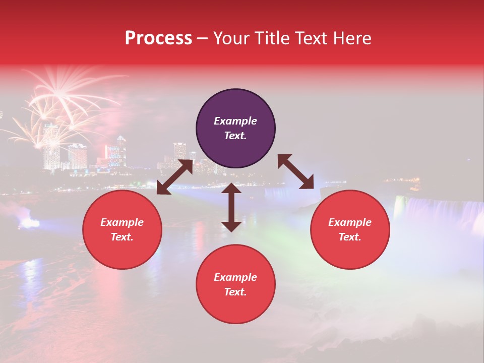 A Fireworks Display Over A Waterfall With A City In The Background PowerPoint Template