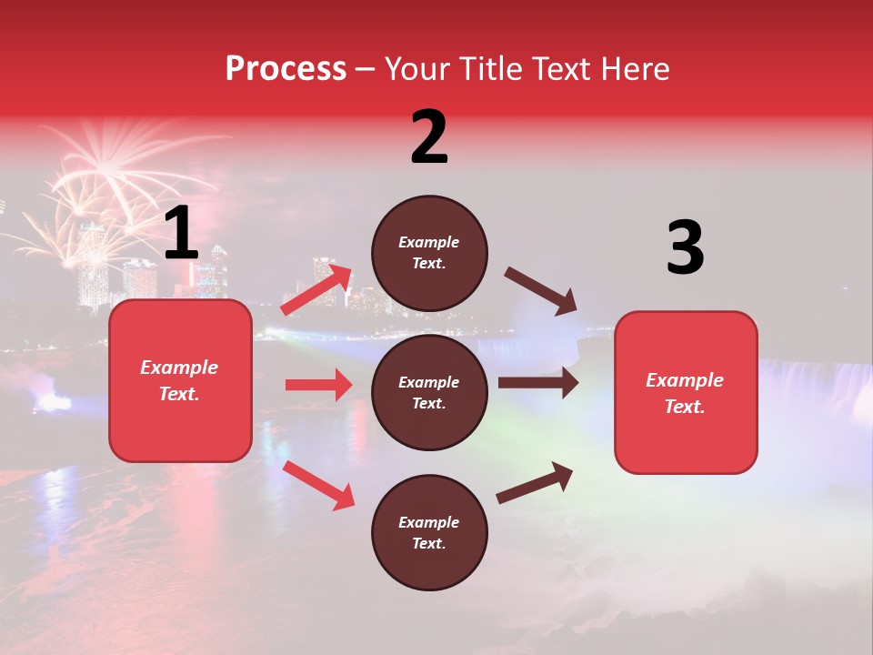 A Fireworks Display Over A Waterfall With A City In The Background PowerPoint Template