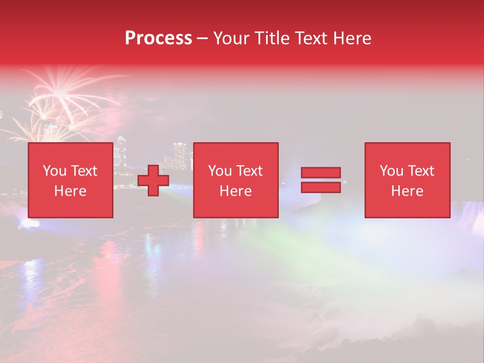 A Fireworks Display Over A Waterfall With A City In The Background PowerPoint Template