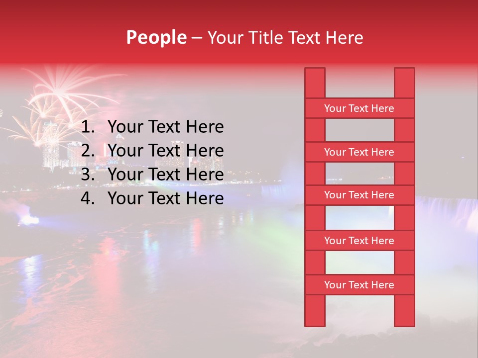 A Fireworks Display Over A Waterfall With A City In The Background PowerPoint Template