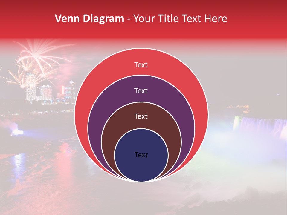 A Fireworks Display Over A Waterfall With A City In The Background PowerPoint Template