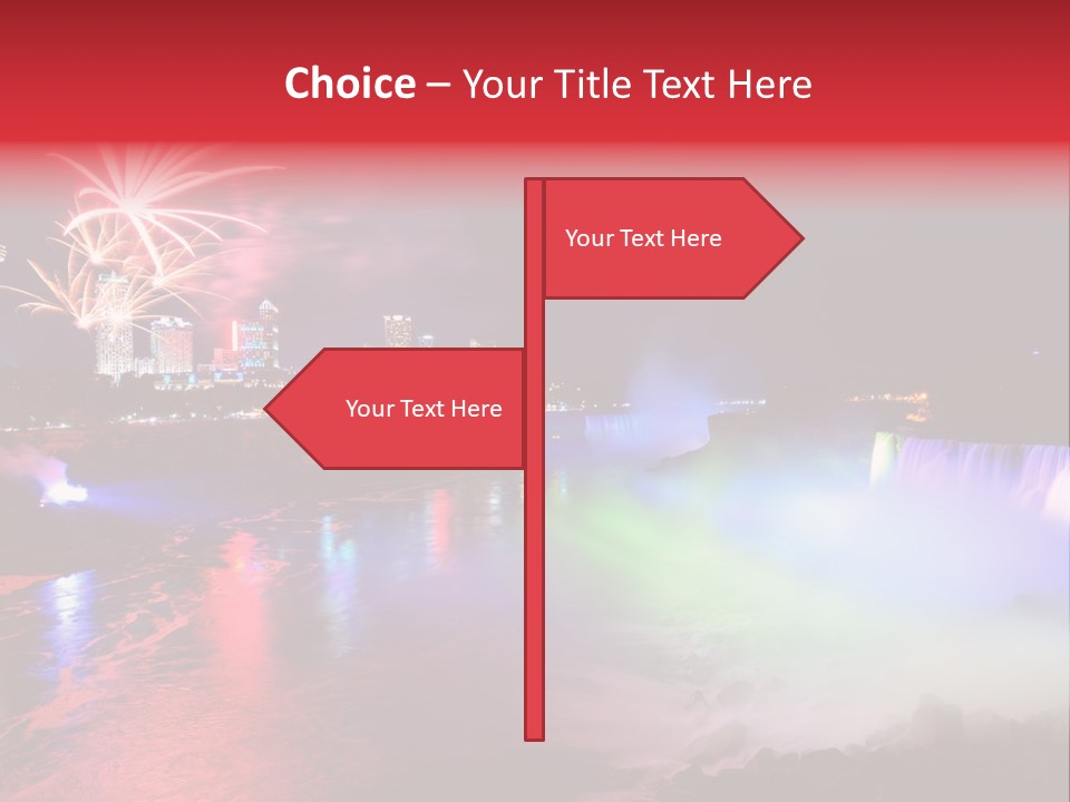 A Fireworks Display Over A Waterfall With A City In The Background PowerPoint Template