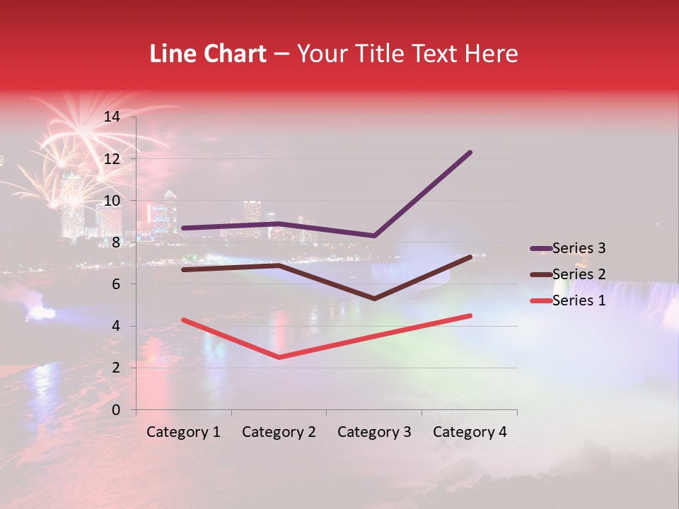 A Fireworks Display Over A Waterfall With A City In The Background PowerPoint Template