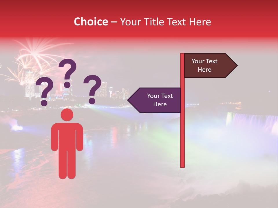 A Fireworks Display Over A Waterfall With A City In The Background PowerPoint Template