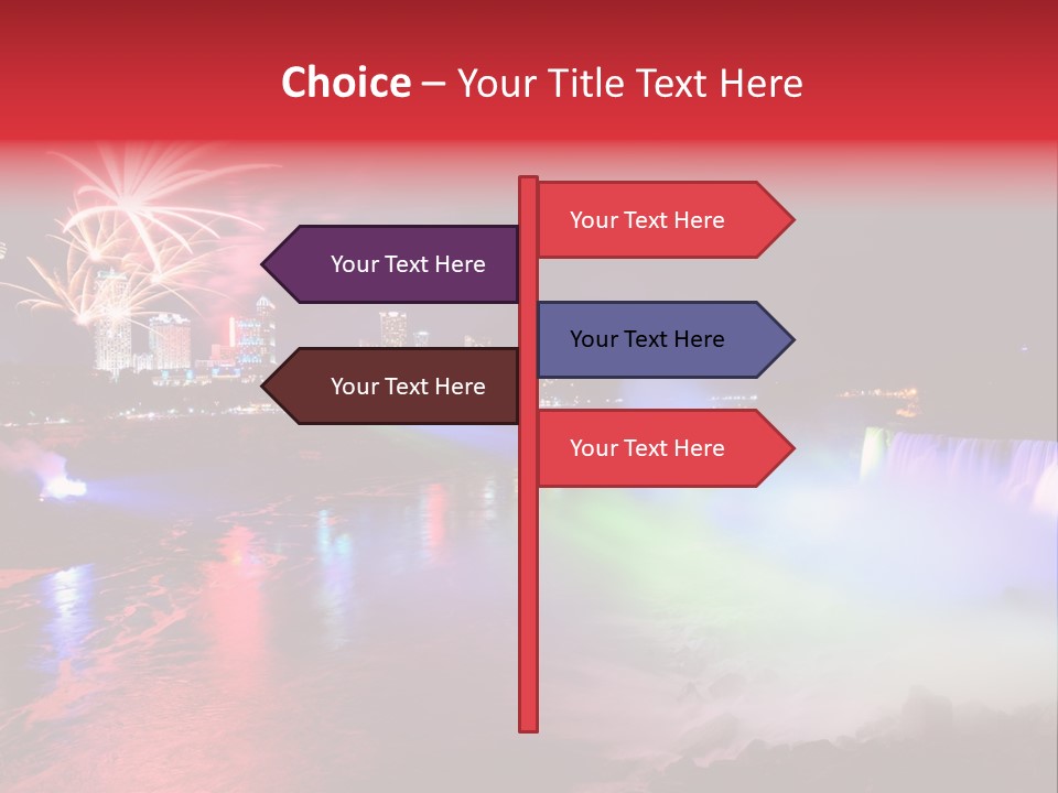 A Fireworks Display Over A Waterfall With A City In The Background PowerPoint Template