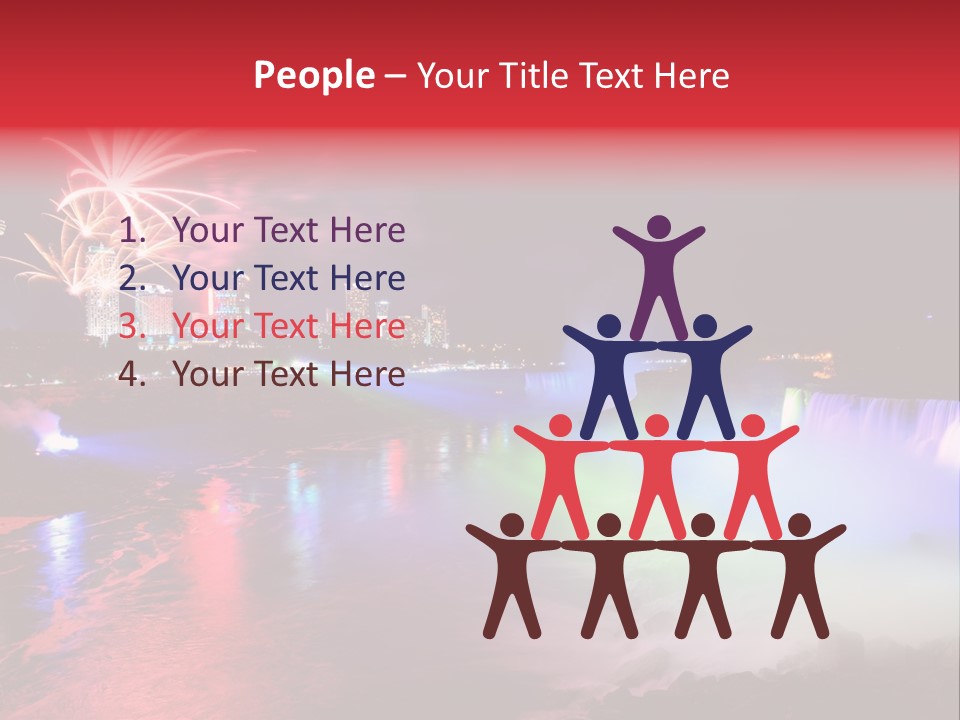 A Fireworks Display Over A Waterfall With A City In The Background PowerPoint Template