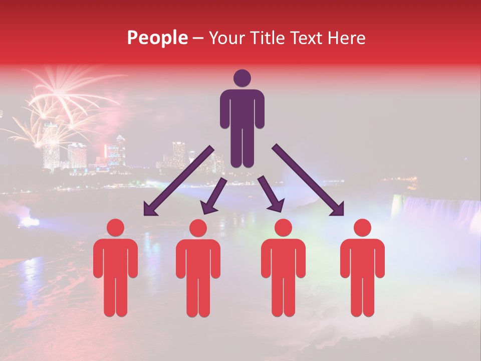 A Fireworks Display Over A Waterfall With A City In The Background PowerPoint Template