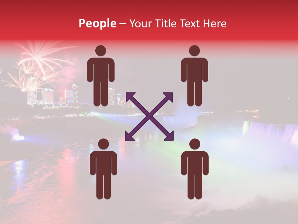 A Fireworks Display Over A Waterfall With A City In The Background PowerPoint Template