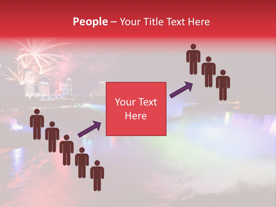 A Fireworks Display Over A Waterfall With A City In The Background PowerPoint Template