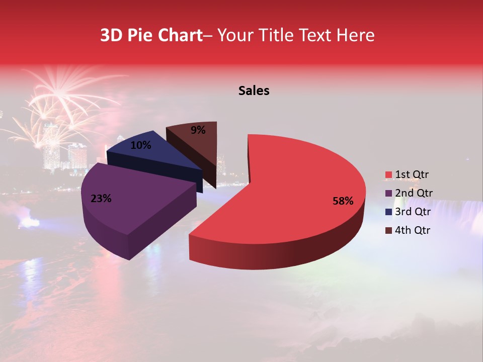 A Fireworks Display Over A Waterfall With A City In The Background PowerPoint Template