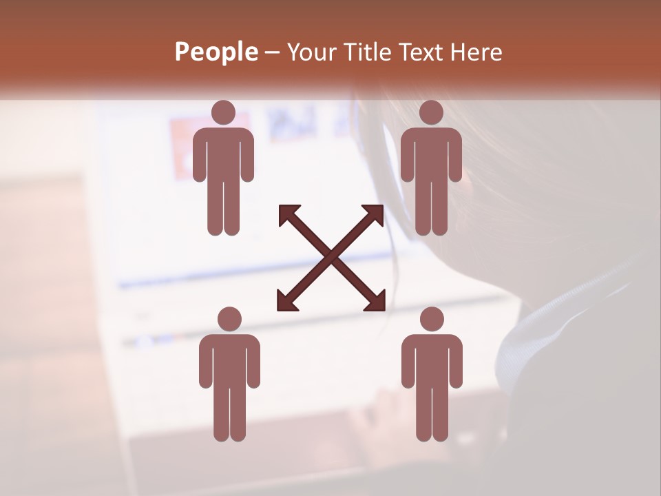 A Young Girl Is Looking At A Computer Screen PowerPoint Template