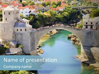 A Bridge Over A River In A City PowerPoint Template