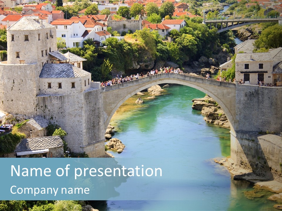 A Bridge Over A River In A City PowerPoint Template