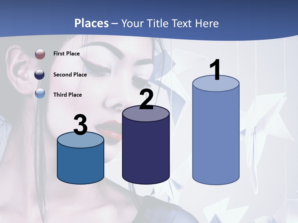 A Woman In A Blue Dress With Red Lipstick PowerPoint Template