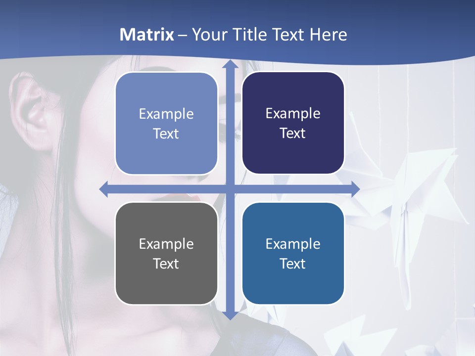 A Woman In A Blue Dress With Red Lipstick PowerPoint Template