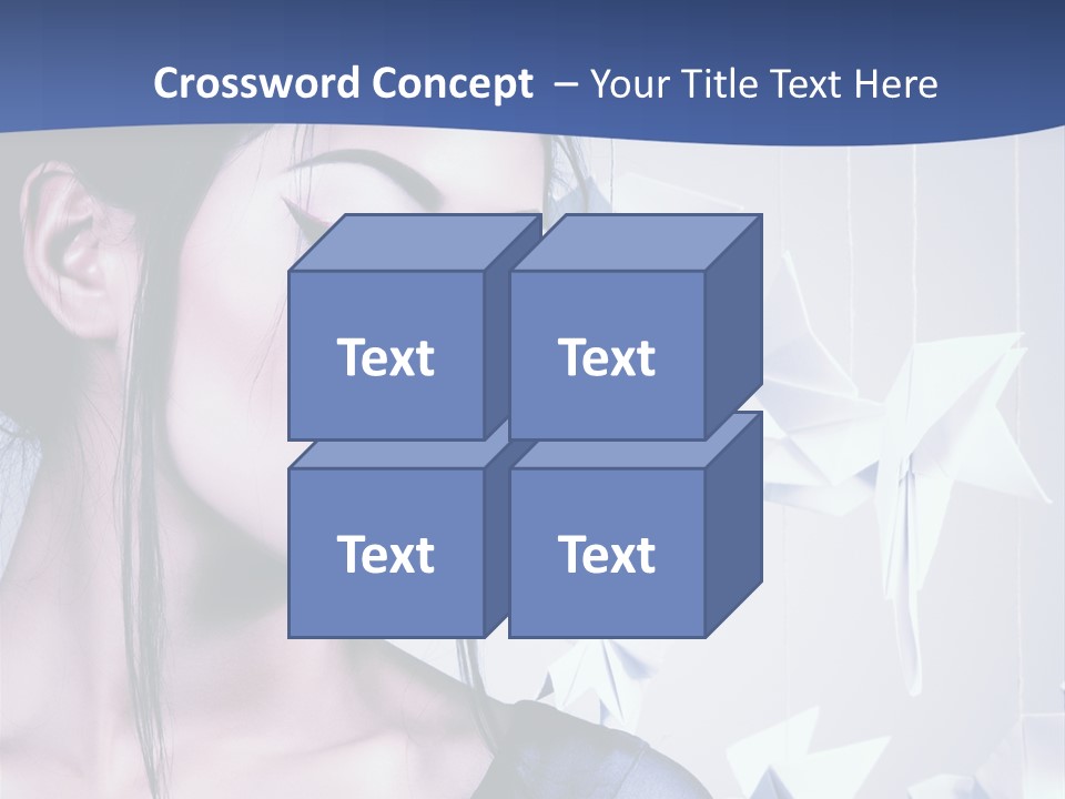 A Woman In A Blue Dress With Red Lipstick PowerPoint Template