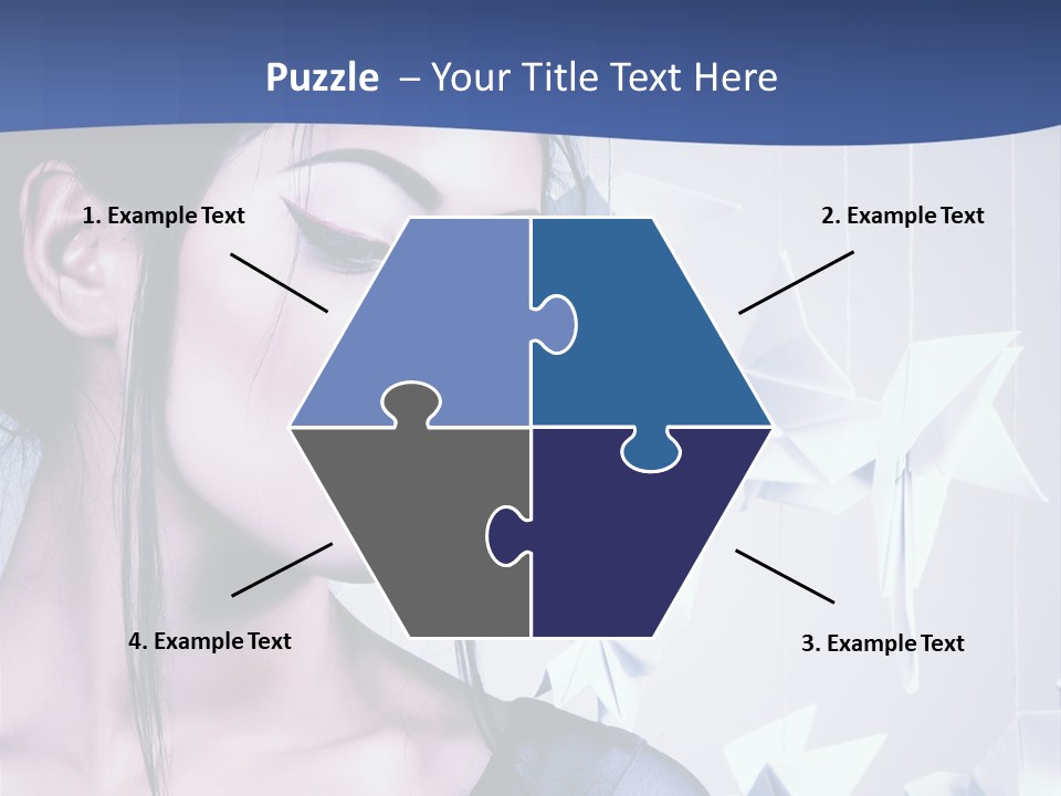 A Woman In A Blue Dress With Red Lipstick PowerPoint Template